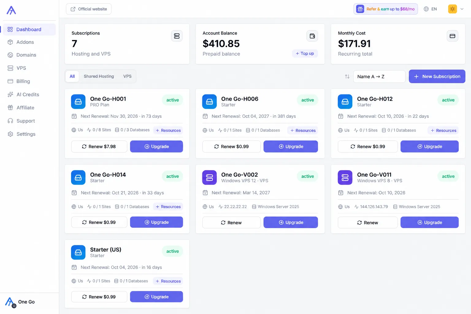 Subscription Console